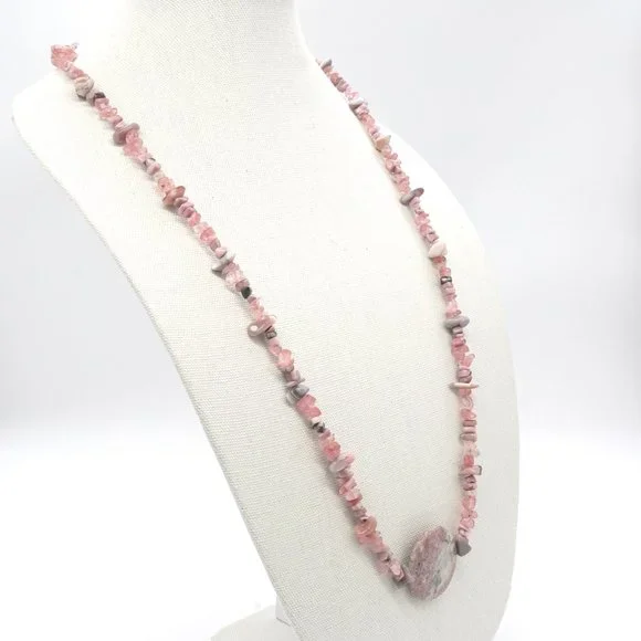 Necklace with Mother of Pearls, Rhodochrosite, Strawberry Quartz, and Jasper. - Picture 4 of 6